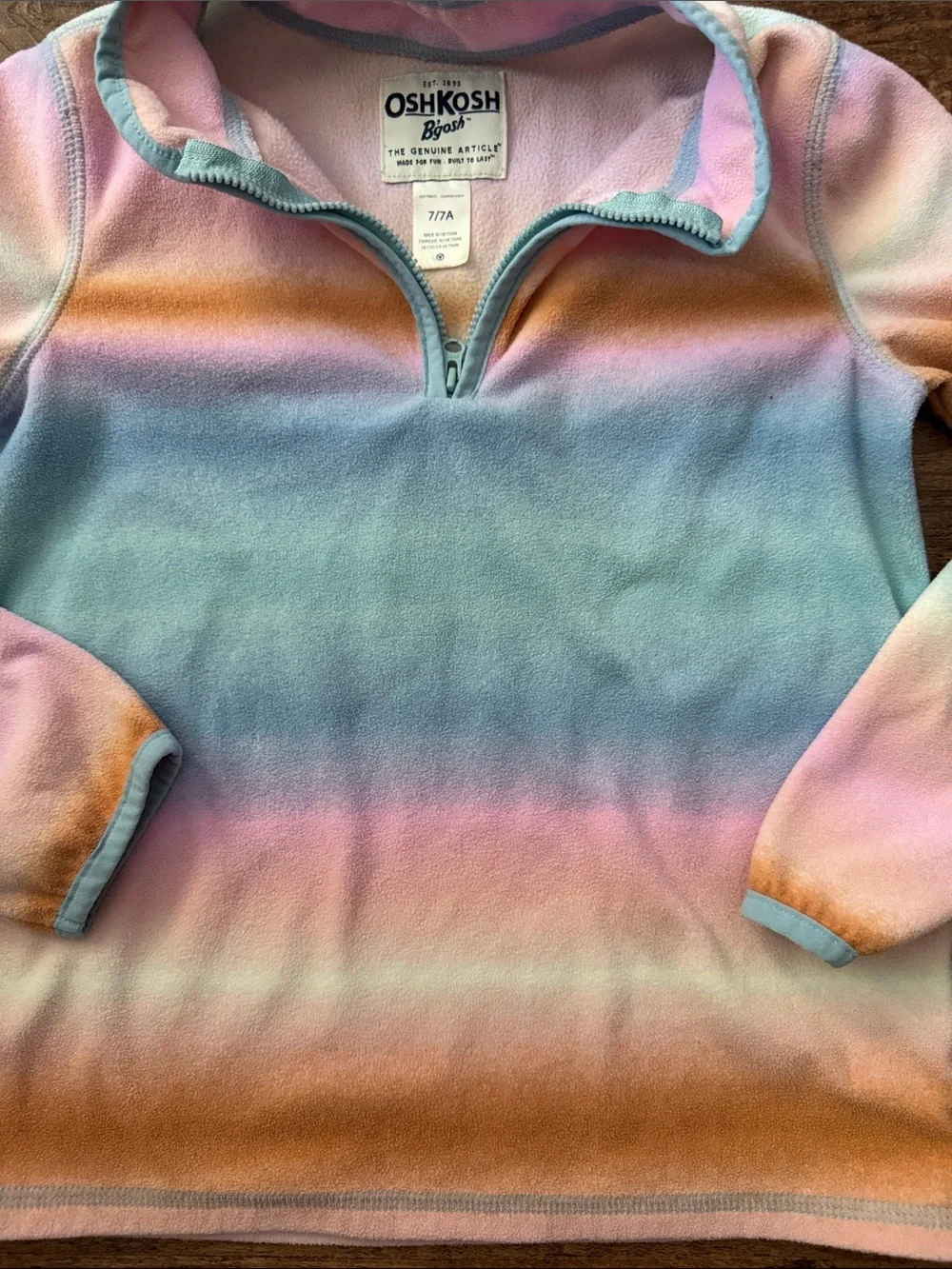 OshKosh B'gosh Pastel Rainbow Quarter-Zip Fleece in Pink and Mint
